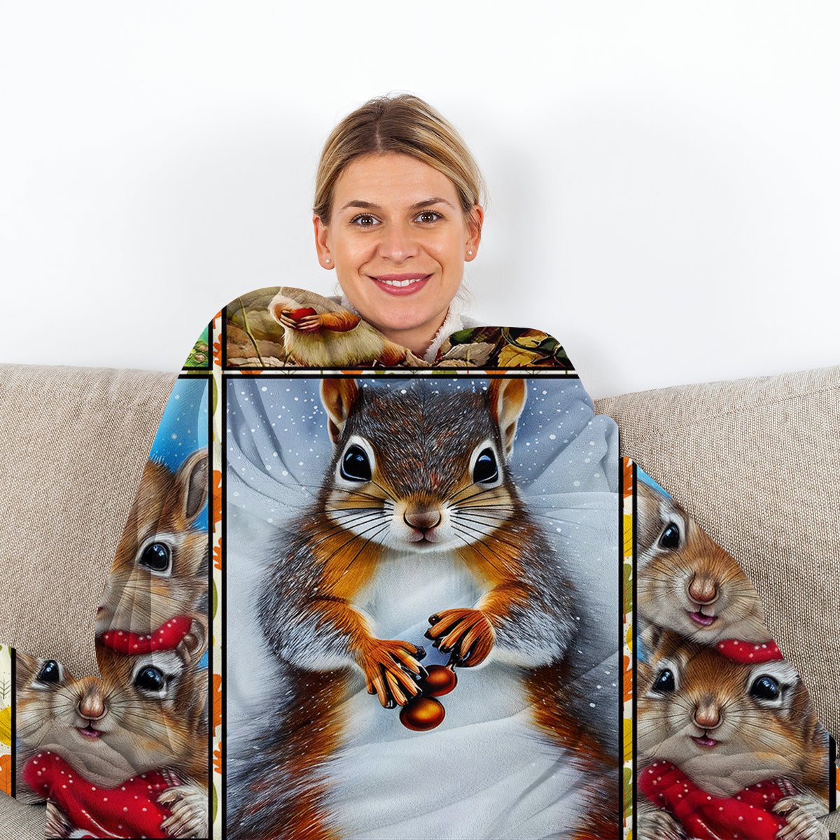 Cute Cartoon Squirrel Blanket – Soft, Warm & All-Season