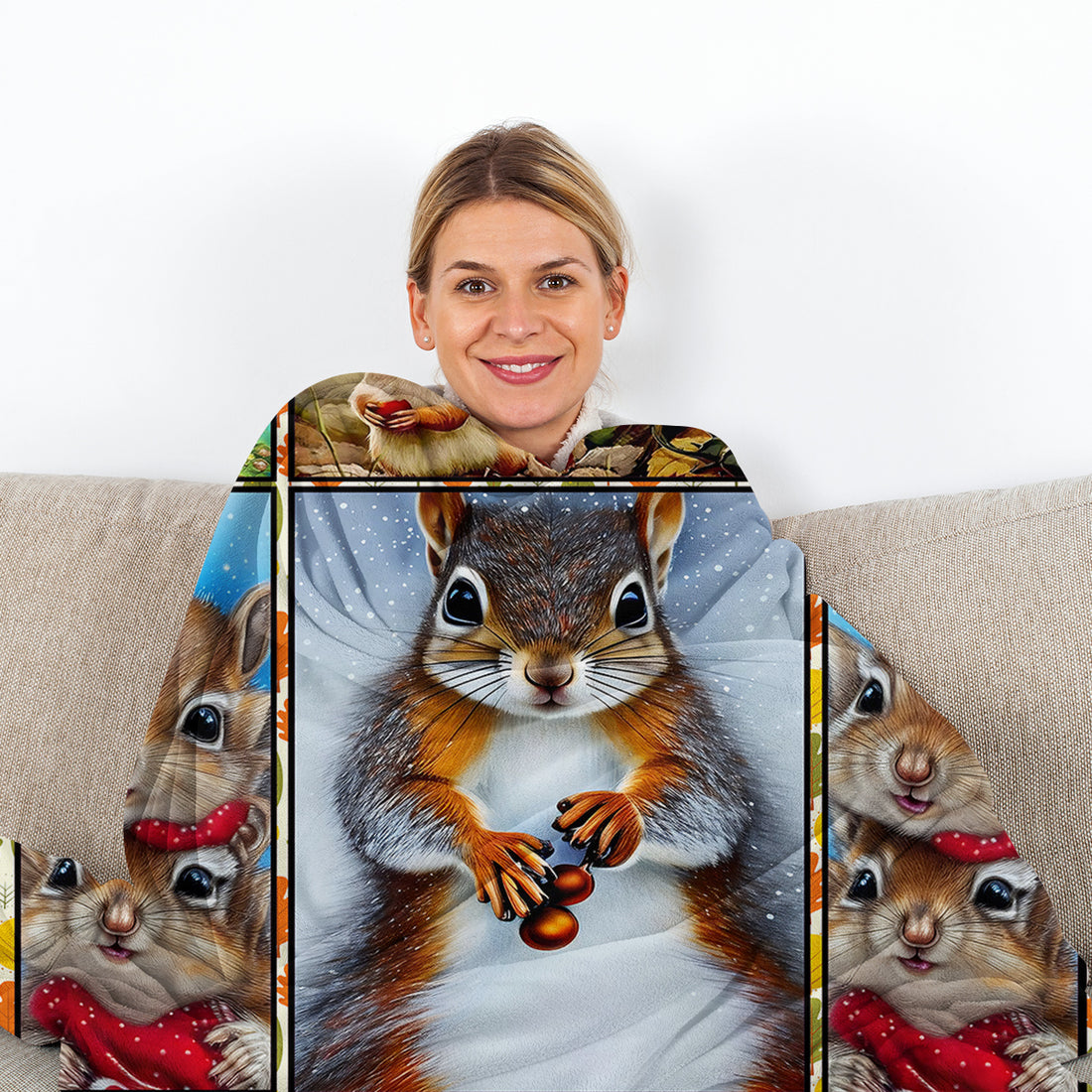 Cute Cartoon Squirrel Blanket – Soft, Warm & All-Season
