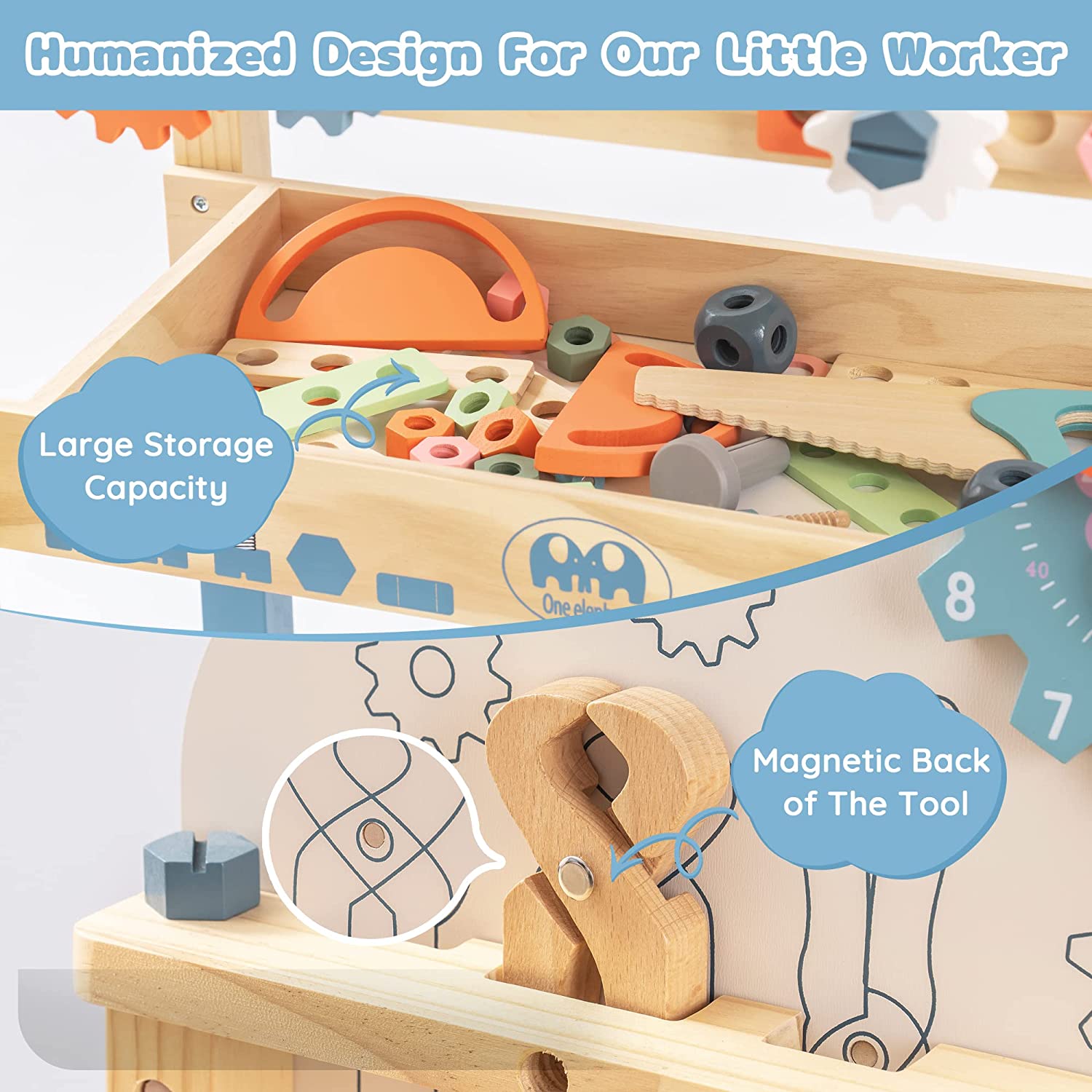 ROBOTIME Kids Workbench Play Set – Pretend Tool Bench Toy