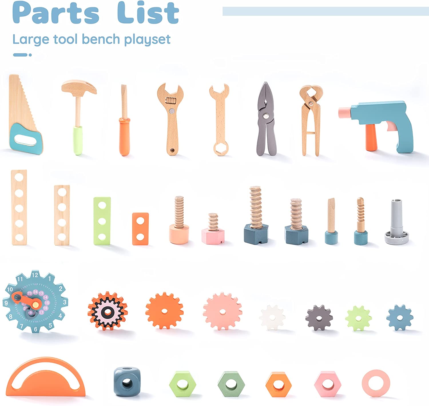 ROBOTIME Kids Workbench Play Set – Pretend Tool Bench Toy