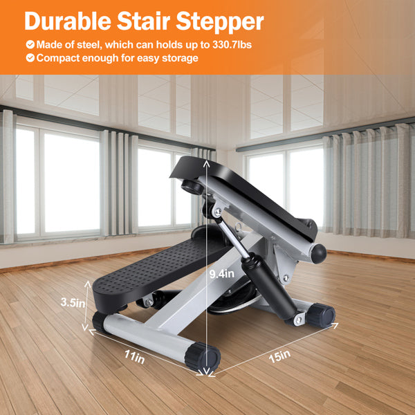 Mini Fitness Step Machine – Hydraulic Stepper with Resistance Bands & LCD Display