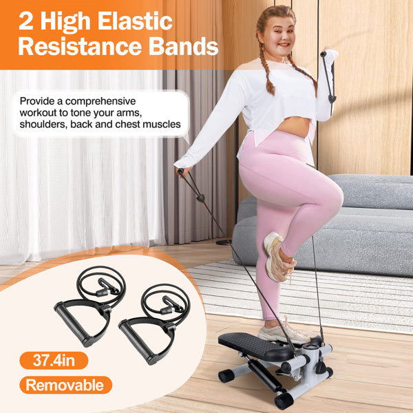 Mini Fitness Step Machine – Hydraulic Stepper with Resistance Bands & LCD Display