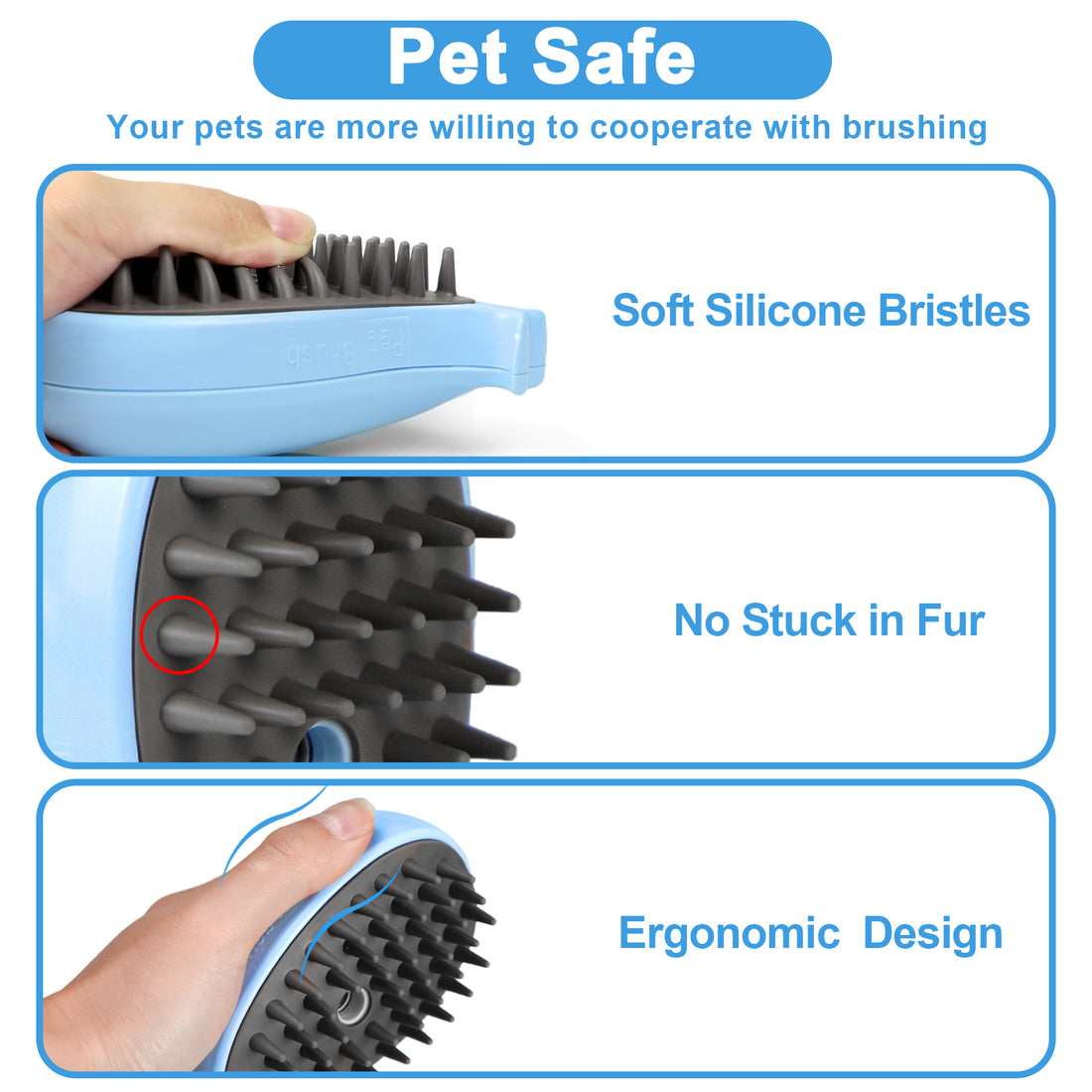 Cat Steam Brush for Shedding – Steamy Grooming & Massage Comb
