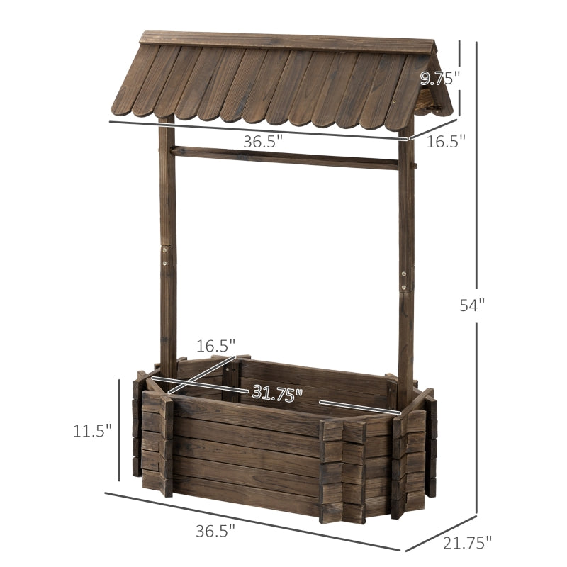 Wooden Wishing Well Planter – Outdoor Raised Garden Bed