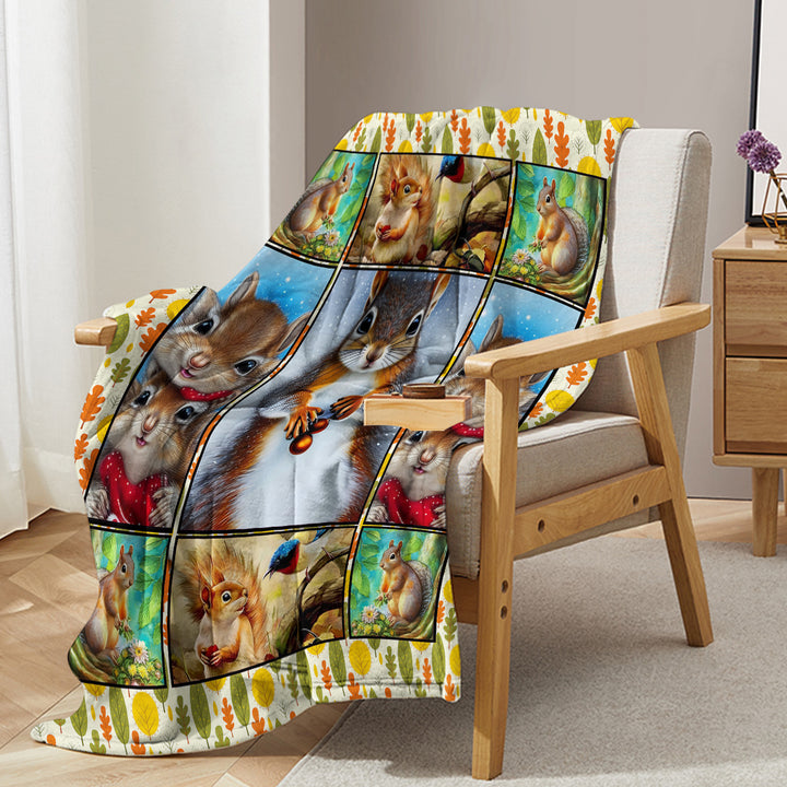 Cute Cartoon Squirrel Blanket – Soft, Warm & All-Season