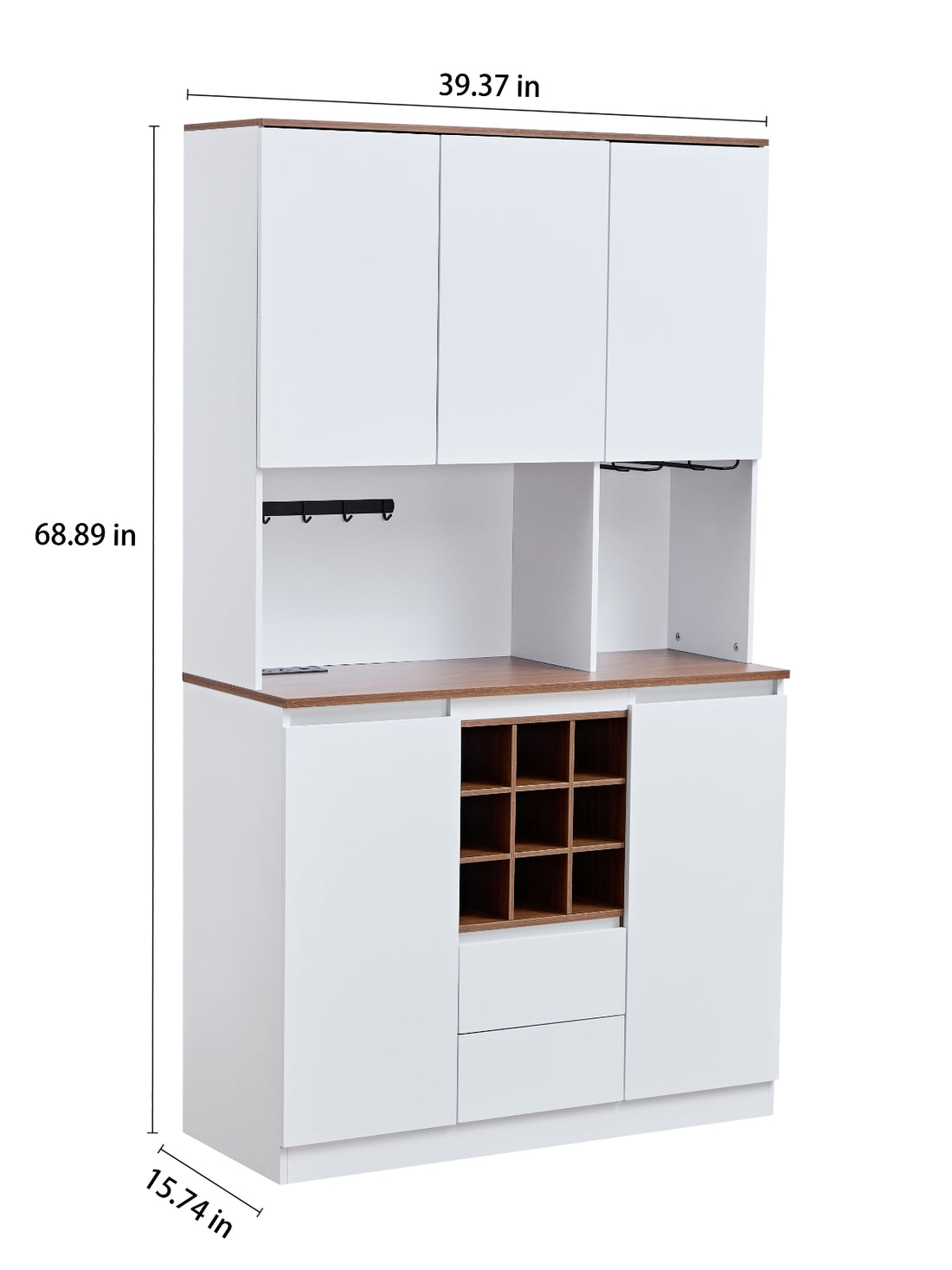 Farmhouse Coffee Bar Cabinet – 68.89" Kitchen Buffet with Storage