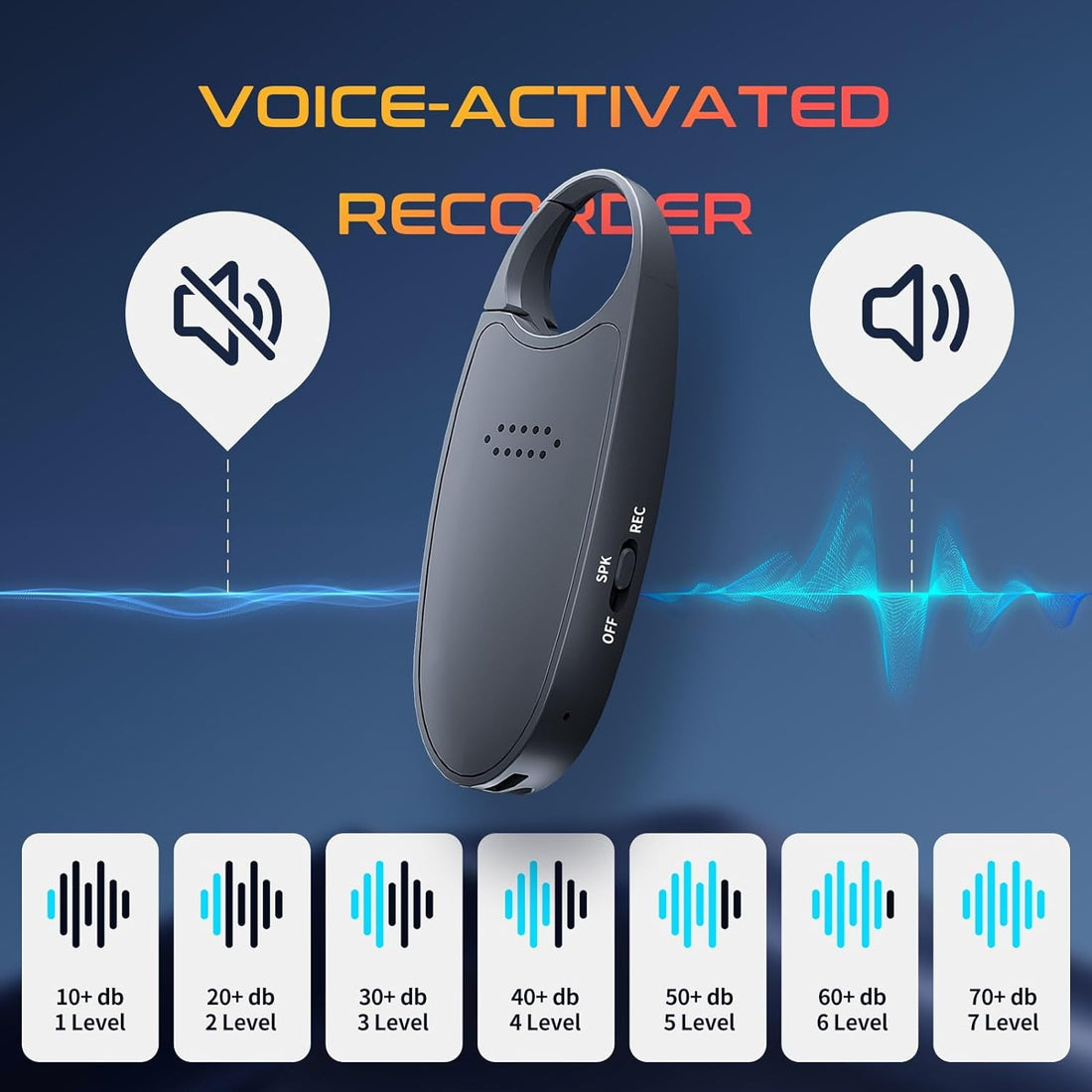 Mini Voice Recorder – Voice-Activated, Magnetic Keychain with Playback