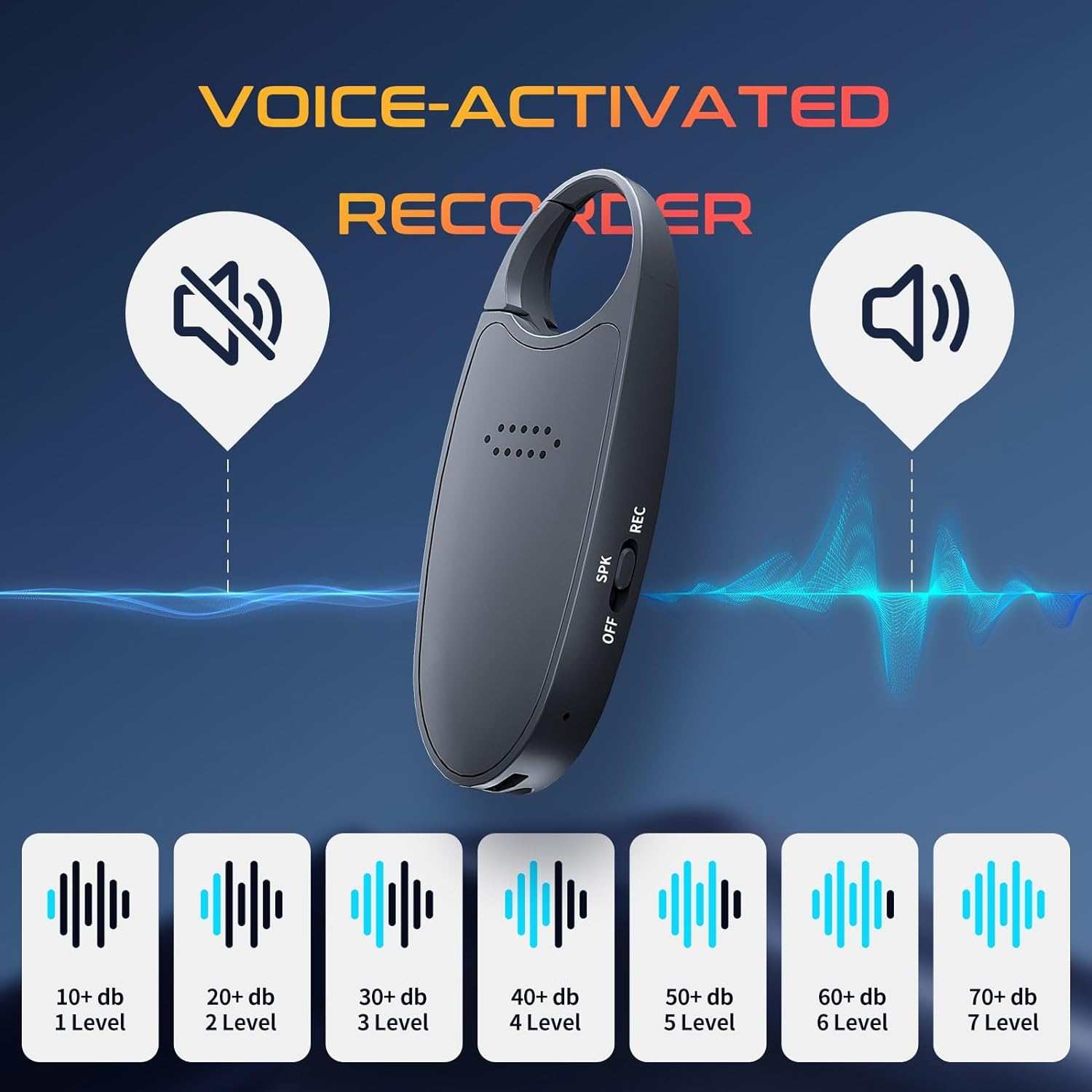 Mini Voice Recorder – Voice-Activated, Magnetic Keychain with Playback