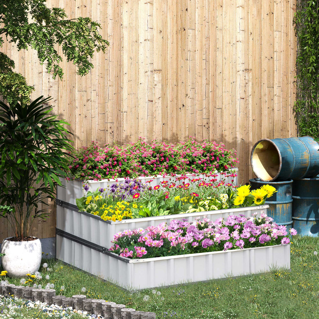 3-Tier Raised Garden Bed – Outdoor Patio Planter Box with Gloves