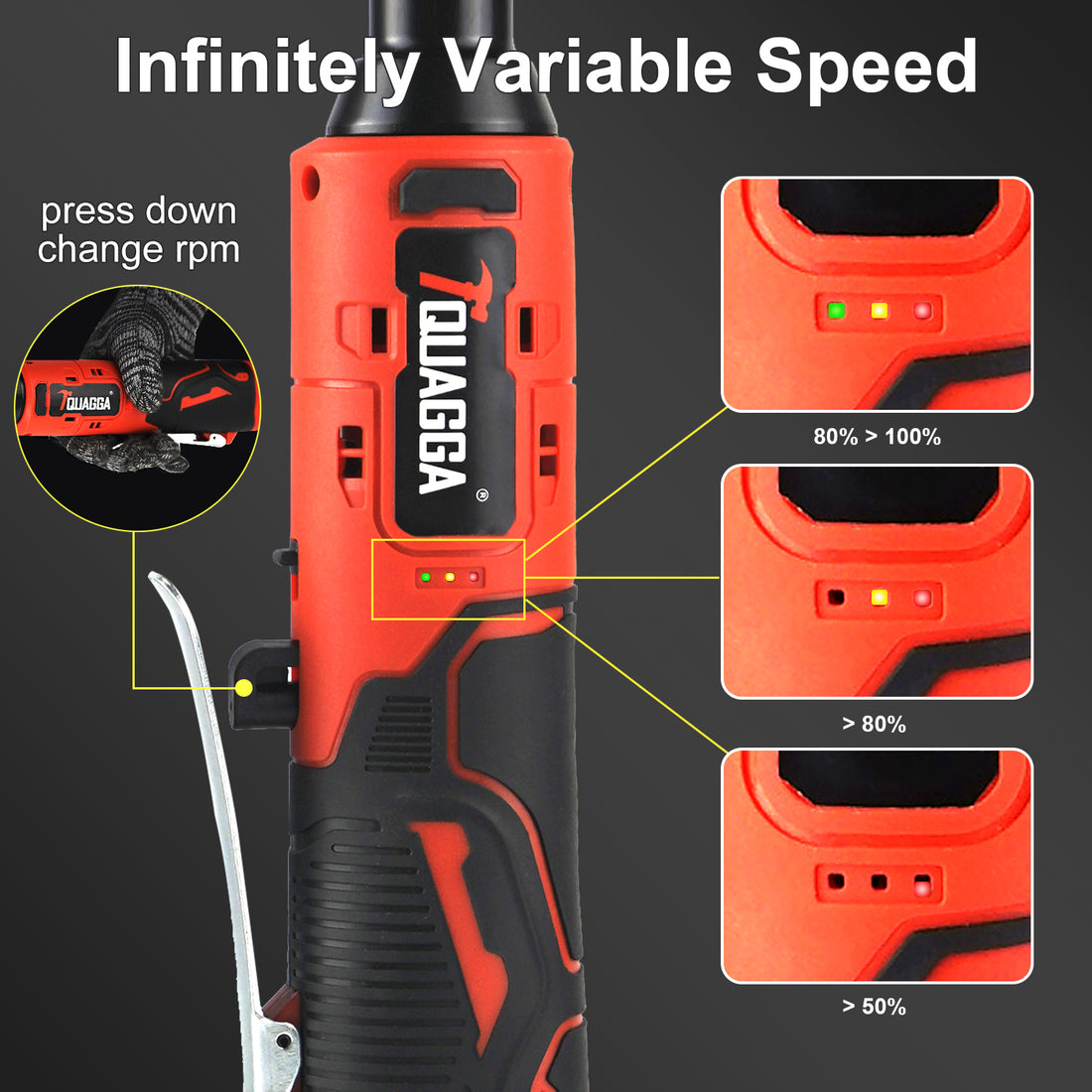 TQUAGGA 12V Cordless Electric Ratchet Wrench Set – 45 ft-lb Power