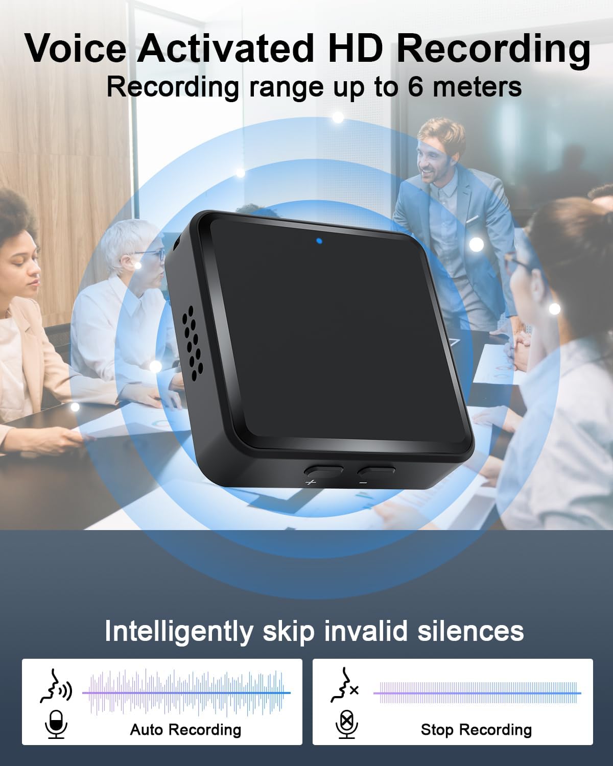 Magnetic Digital Voice Recorder – AI Noise Reduction, Portable Audio Device (Black)