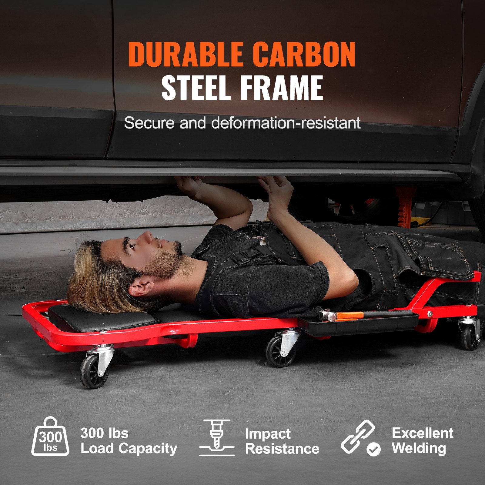 44" Mechanic Garage Creeper – 300 lb Capacity Rolling Seat