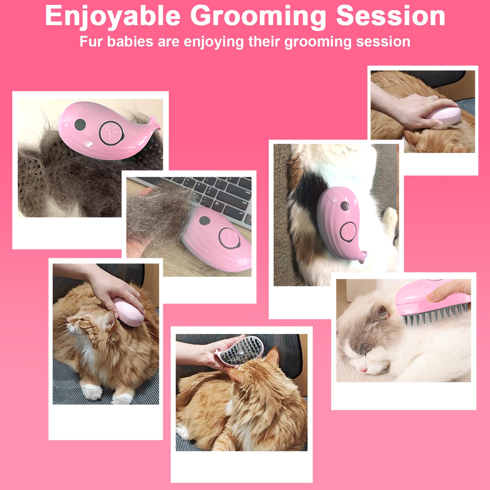 Cat Steam Brush for Shedding – Steamy Grooming & Massage Comb
