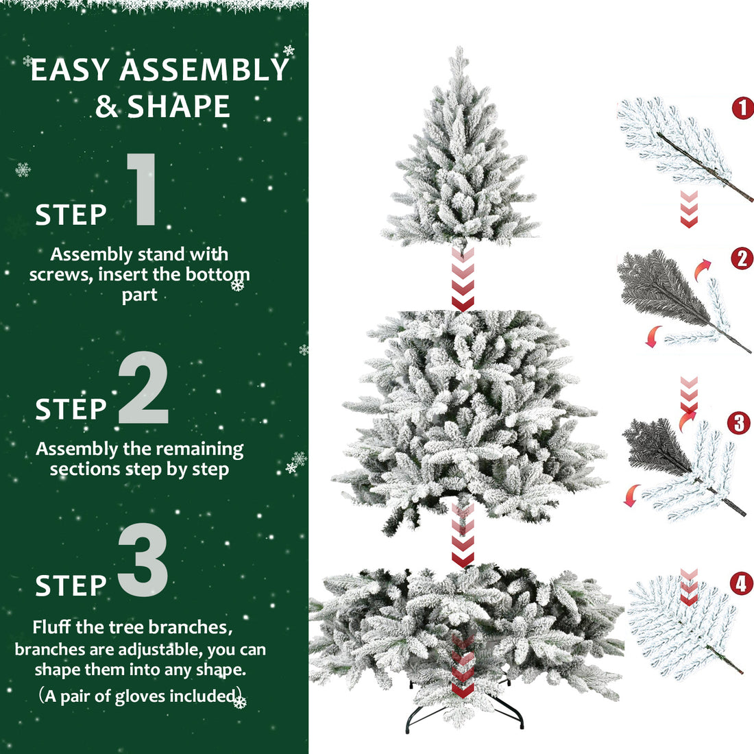 7ft Flocked Hinged Christmas Tree – PVC/PE, Eco-Friendly & Fire-Resistant