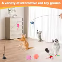 Pet Cat Toy Set Teaser Stick Set Double Headed Interactive Cat Toy Detachable Handfree Cat Toy Stick for Floor Glass Door Panel Pet Cat Toy Set Suction Cup Toy Set Detachable Teaser Stick Set Interactive Cat Toy for Cat Training Playing Accessories