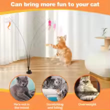 Pet Cat Toy Set Teaser Stick Set Double Headed Interactive Cat Toy Detachable Handfree Cat Toy Stick for Floor Glass Door Panel Pet Cat Toy Set Suction Cup Toy Set Detachable Teaser Stick Set Interactive Cat Toy for Cat Training Playing Accessories