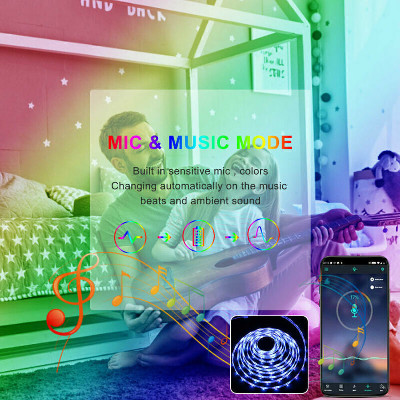 5050 RGB LED Strip Lights – Bluetooth Remote TV Backlight