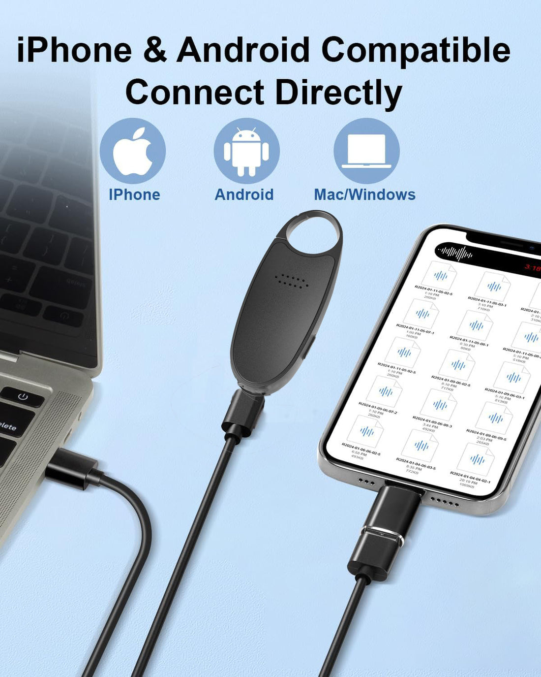 Mini Voice Recorder – Voice-Activated, Magnetic Keychain with Playback