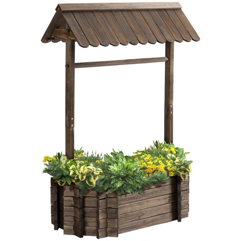 Wooden Wishing Well Planter – Outdoor Raised Garden Bed