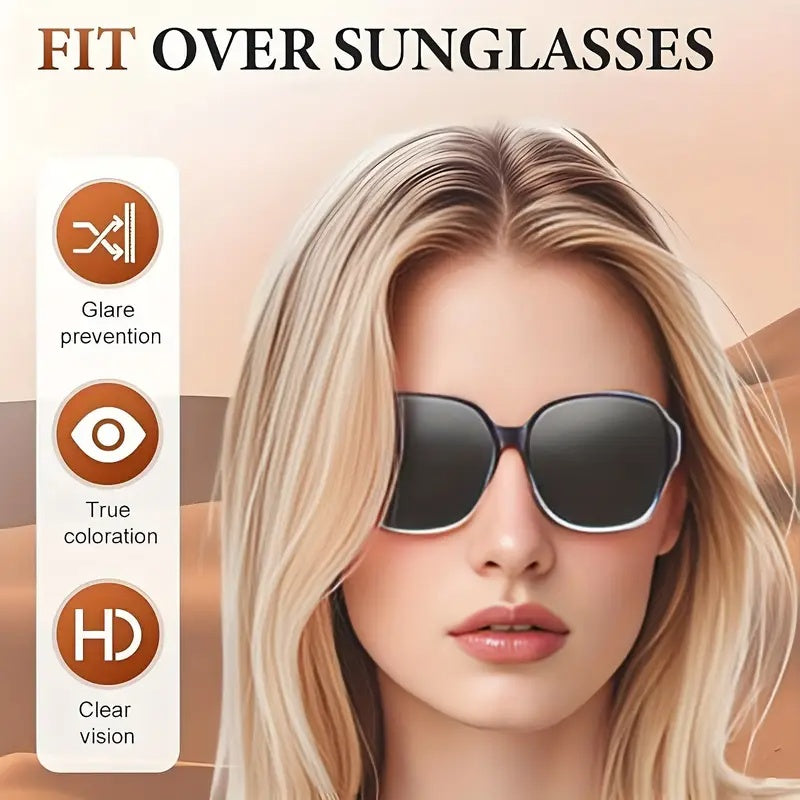 Dual-Use Clip-On Fashion Glasses – Stylish Rectangular Unisex Design