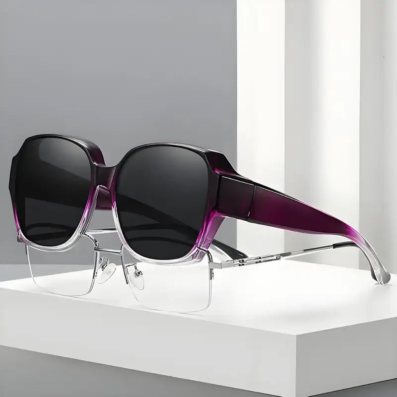 Dual-Use Clip-On Fashion Glasses – Stylish Rectangular Unisex Design