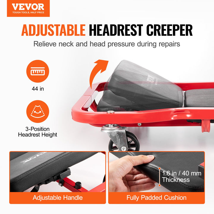 44" Mechanic Garage Creeper – 300 lb Capacity Rolling Seat