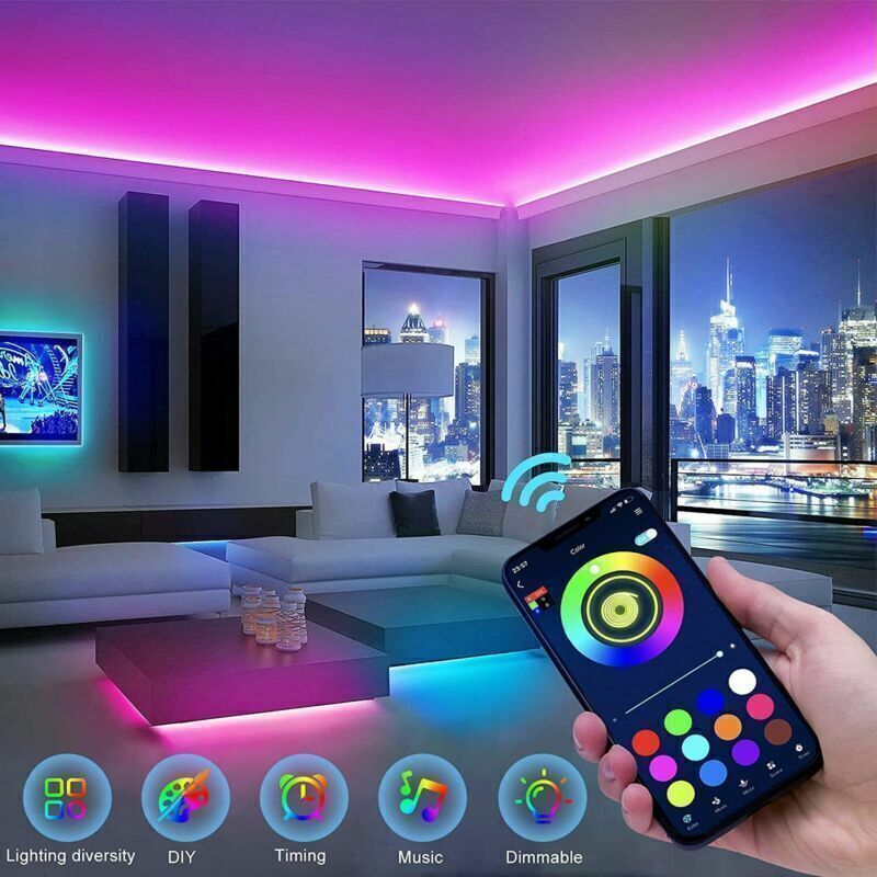 5050 RGB LED Strip Lights – Bluetooth Remote TV Backlight