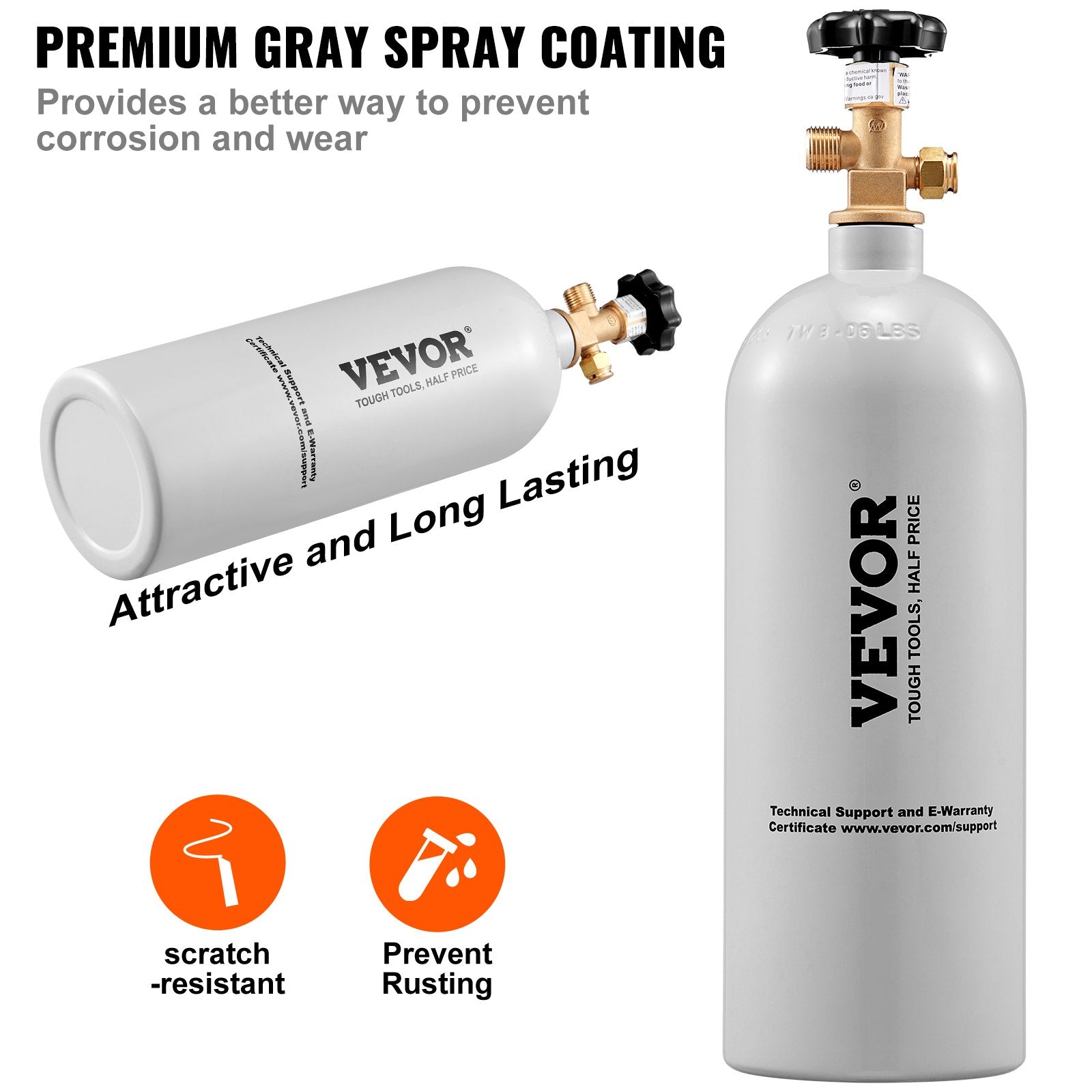 VEVOR 5 lb CO₂ Tank – Aluminum Cylinder with CGA320 Valve