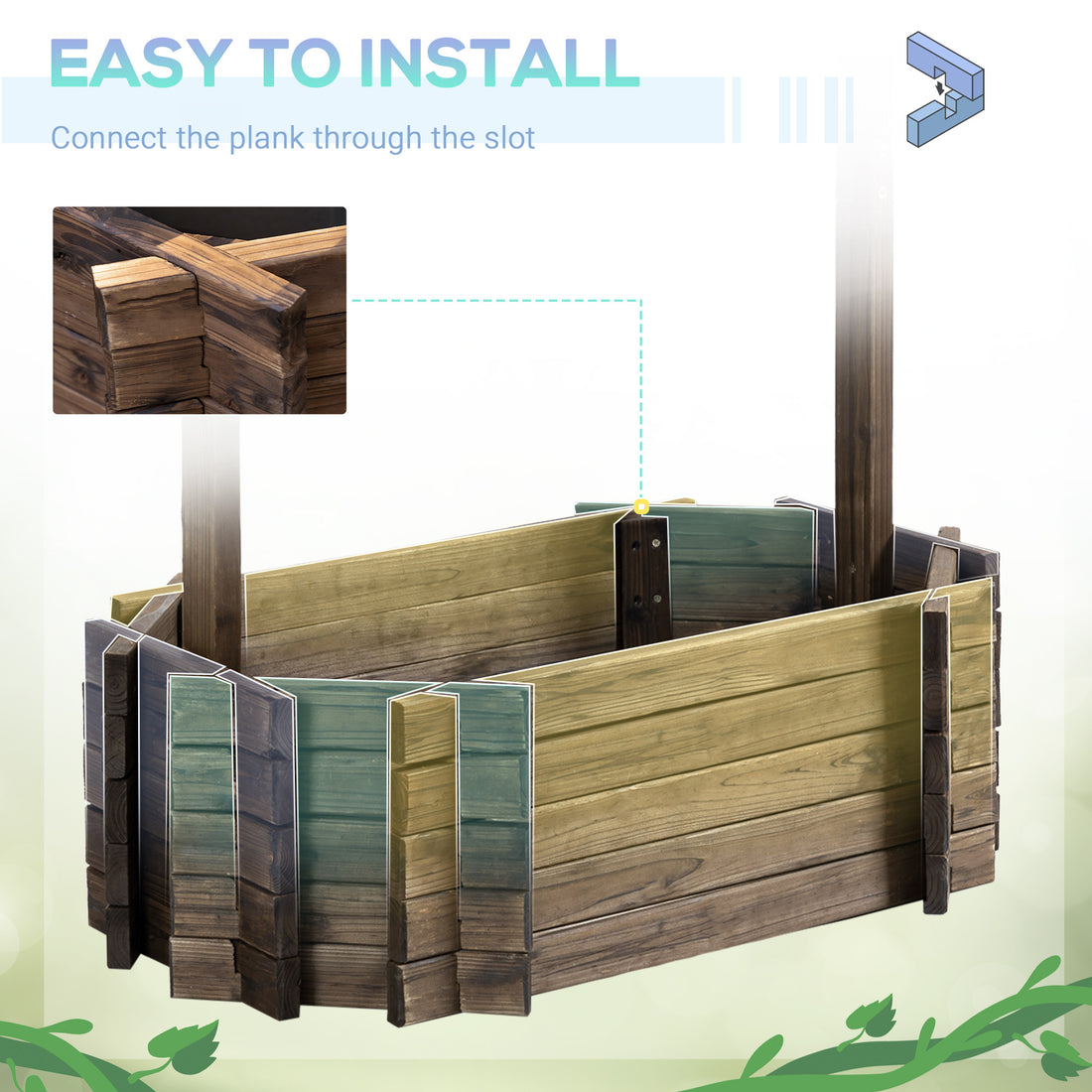 Wooden Wishing Well Planter – Outdoor Raised Garden Bed