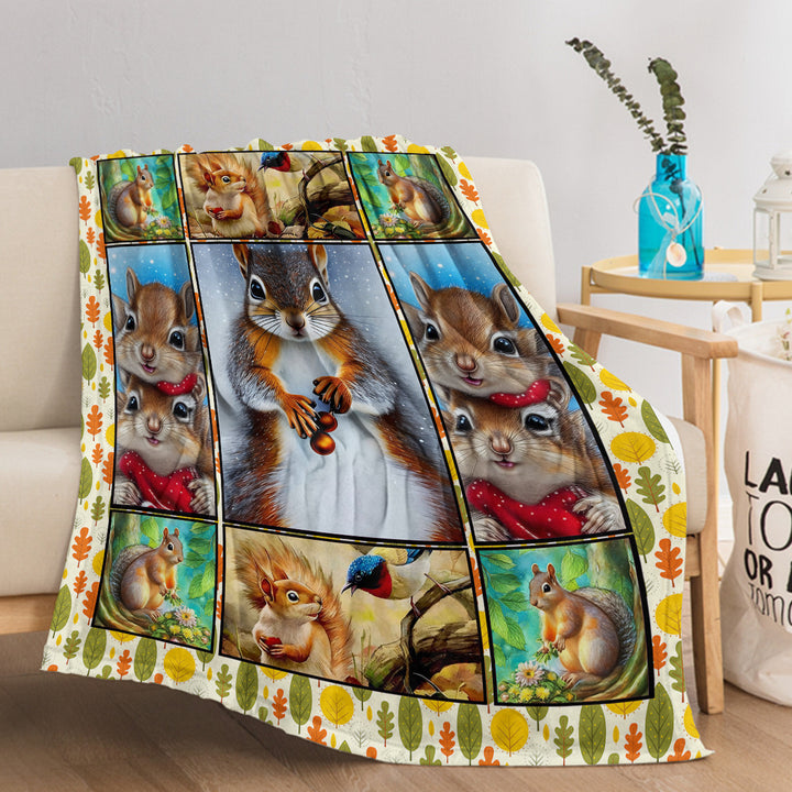Cute Cartoon Squirrel Blanket – Soft, Warm & All-Season